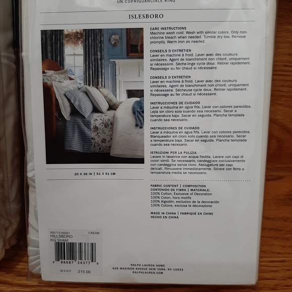 Ralph Lauren KING Islesboro Hillsboro Shams MSRP $430 Cream - Picture 12 of 14
